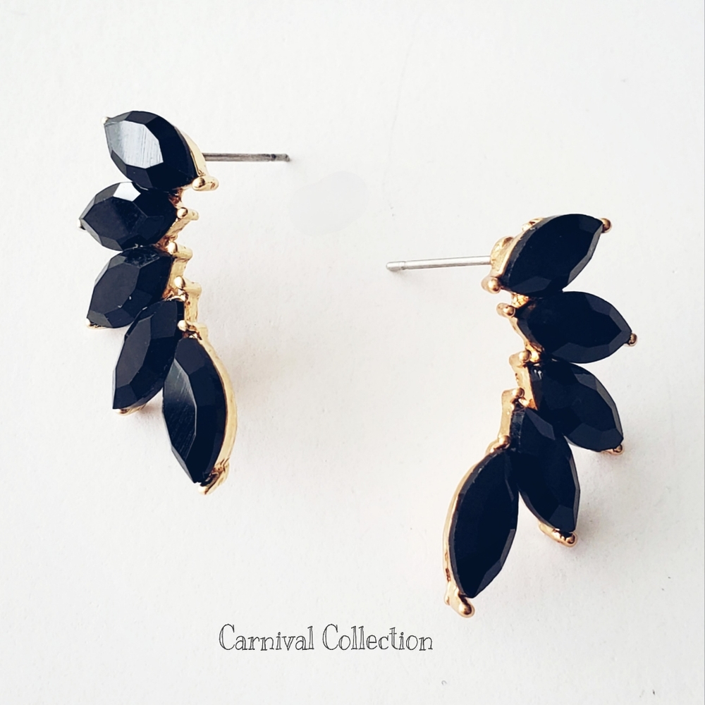 Festive black & gold statement earrings